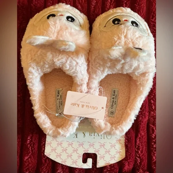 Olivia & Kate Blush Plush Bunny Slip-Ons - Picture 2 of 3